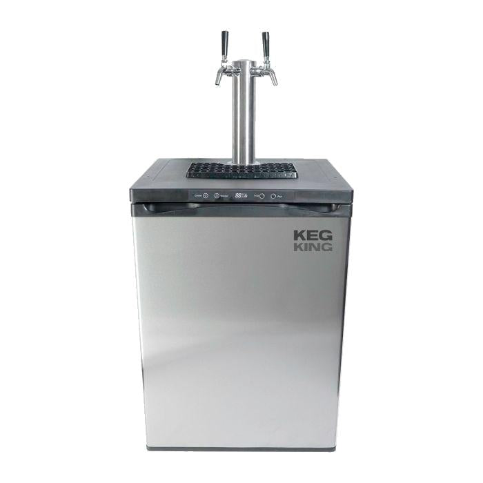 Keg King Kegmaster XL Premium double tap kegerator on a white background.